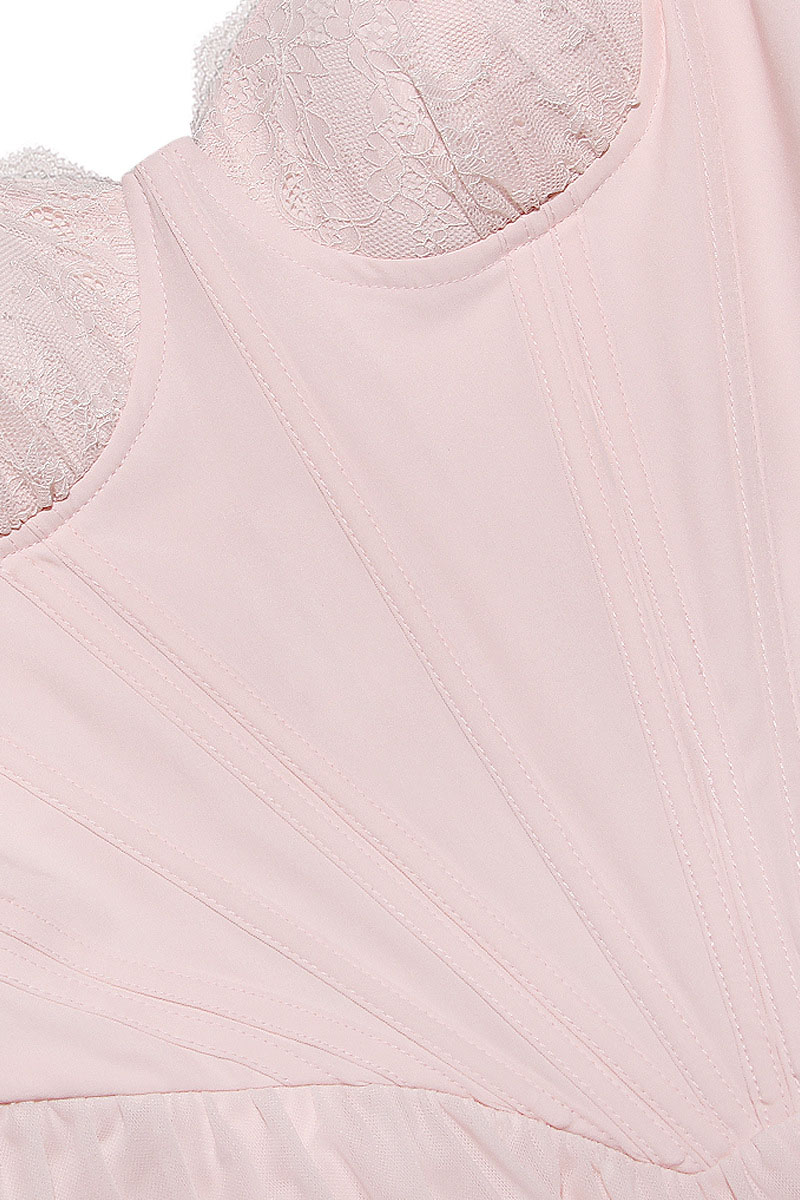 Mesh Long Sleeve Corset A-Line Pleated Ballet Style Mini Dresses-Hayhty.All Rights Reserved.