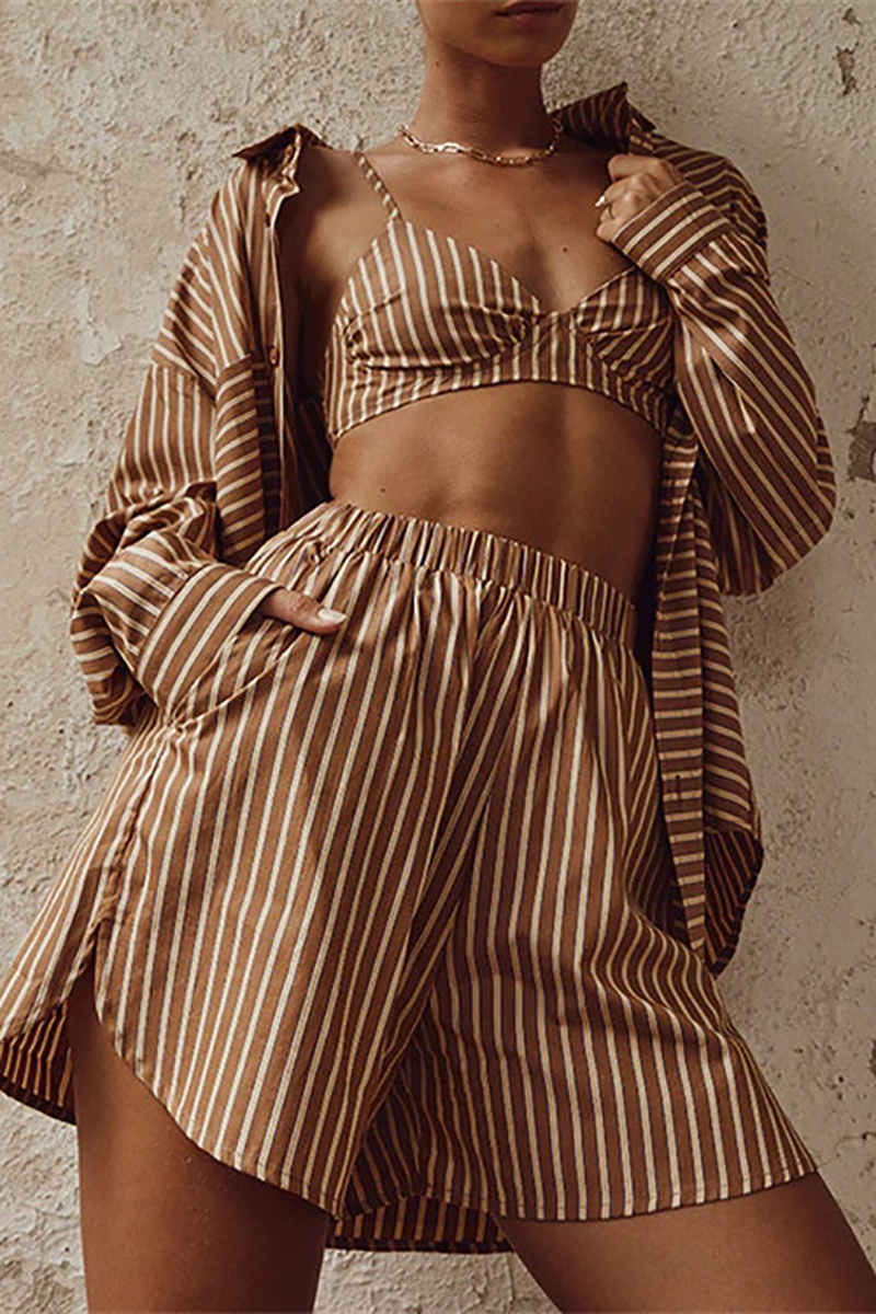 Long Sleeve Blouses Cami Crop Top 3pcs Shorts Set-Hayhty.All Rights Reserved.