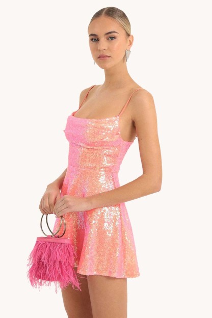 Sequins Cami Lace Up Backless A-Line Birthday Party Mini Dresses-Gold-Hayhty.All Rights Reserved.