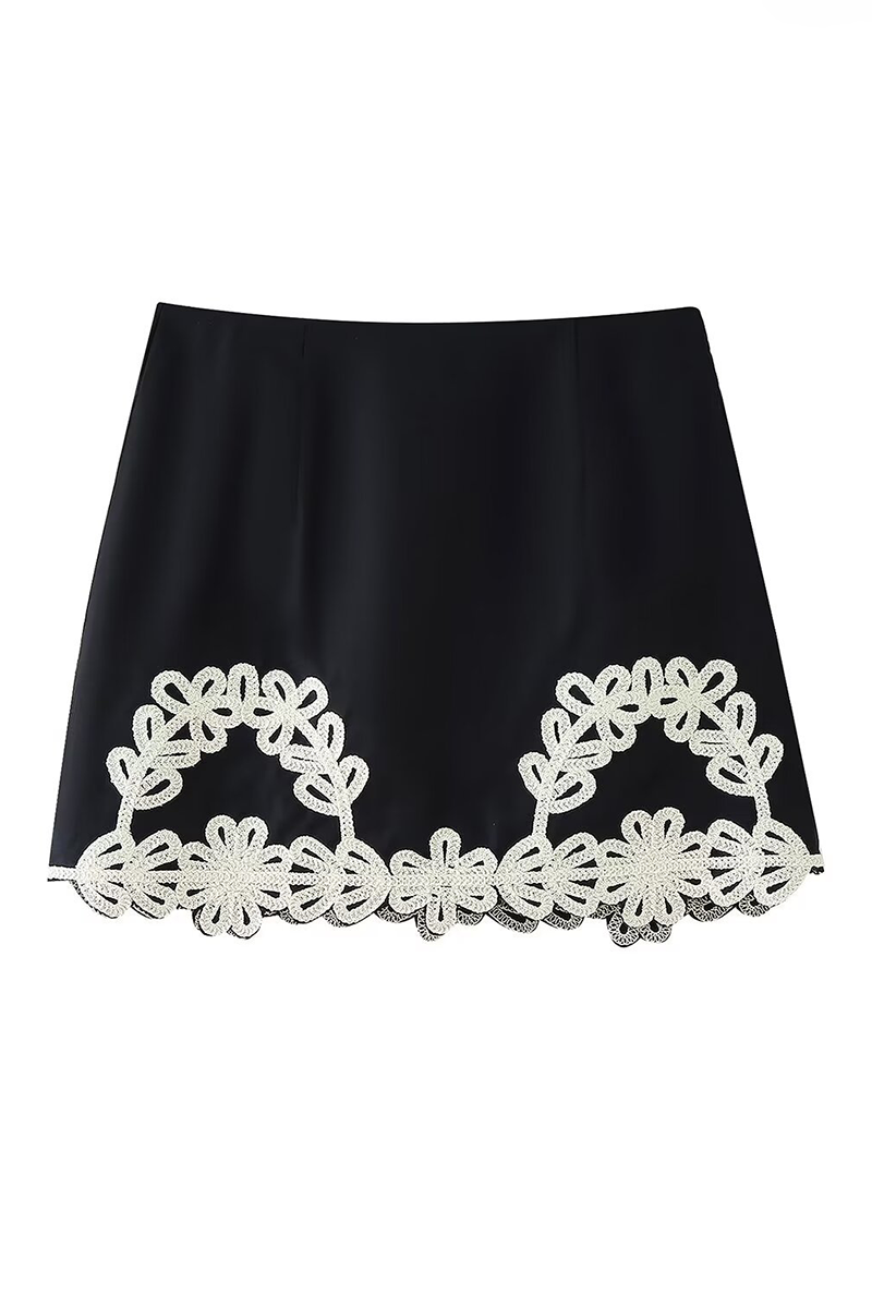 Embroidery V Neck Vest Wide Leg Pants Matching Set-Black-Hayhty.All Rights Reserved.