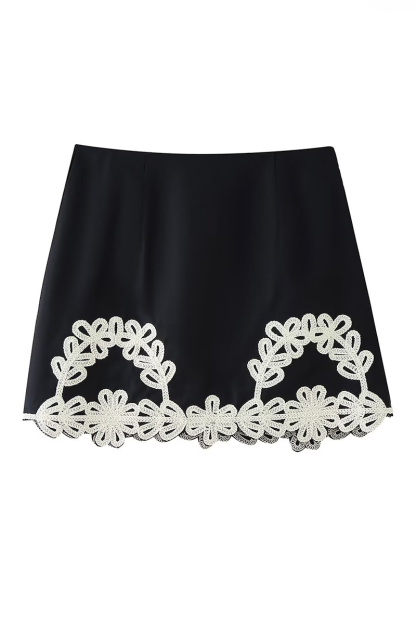 Embroidery V Neck Vest Wide Leg Pants Matching Set-Black-Hayhty.All Rights Reserved.