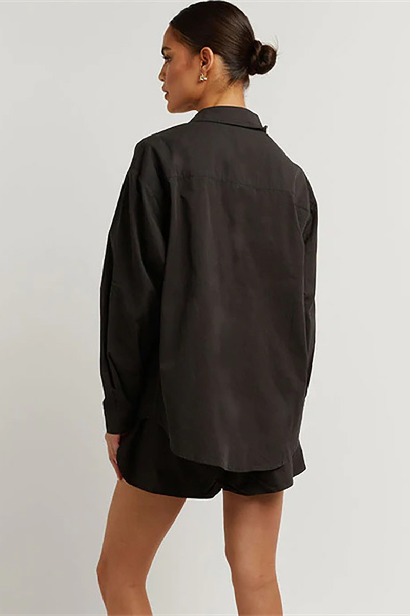 Long Sleeve Blouses Cami Crop Top 3pcs Shorts Set-Hayhty.All Rights Reserved.