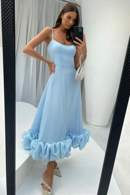 Cami Ruffle Hem Formal Party Bridesmaid A-Line Maxi Dress-Hayhty.All Rights Reserved.