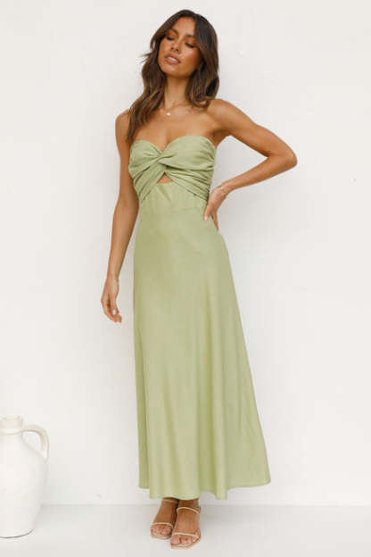 Strapless Backless Vacation Maxi Dresses - Green-Hayhty.All Rights Reserved.