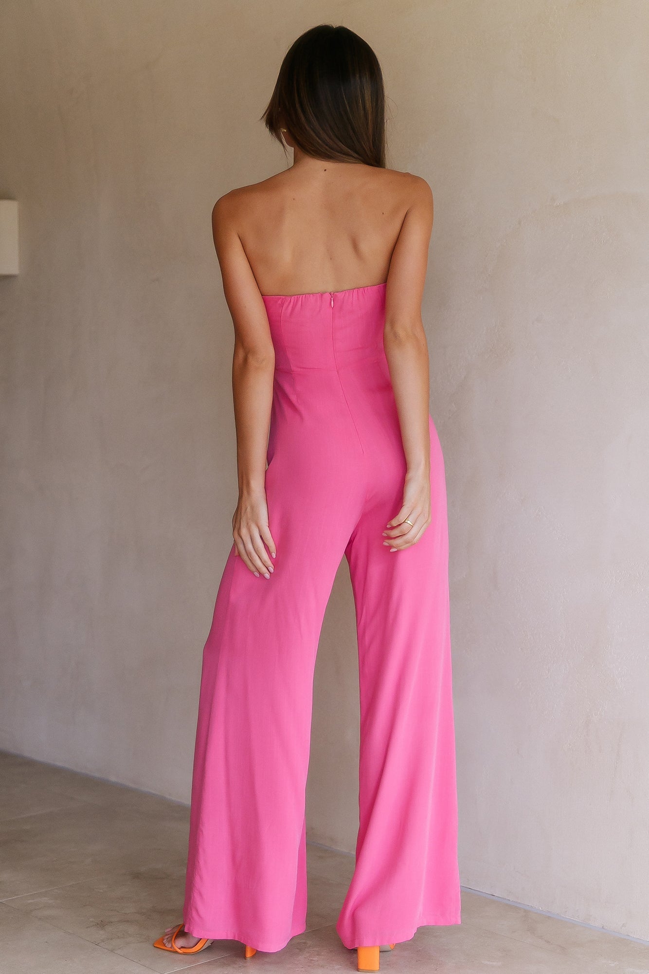 Cut Out Strapless Party Jumpsuit Bubblegum Pants-Hayhty.All Rights Reserved.