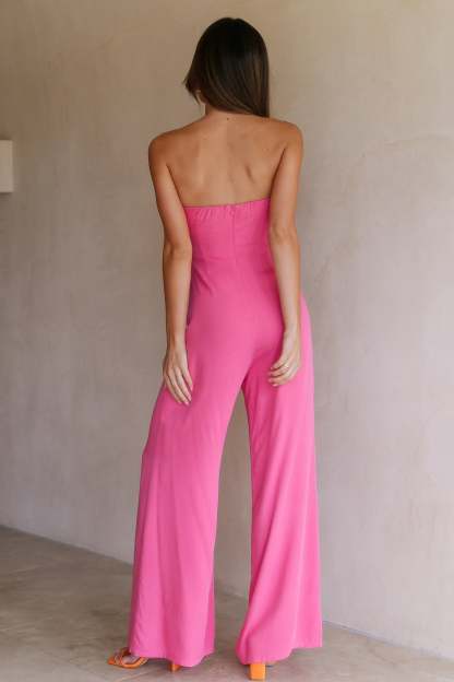 Cut Out Strapless Party Jumpsuit Bubblegum Pants-Hayhty.All Rights Reserved.