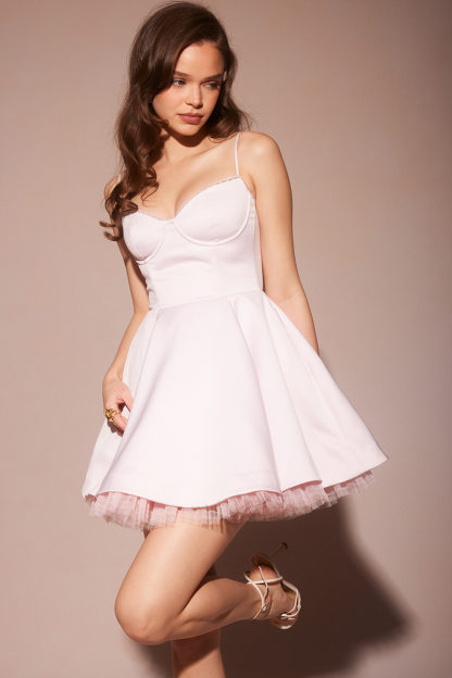 Spaghetti Strap Deep V Neck Cinch Waist Mini Dresses-Pink-Hayhty.All Rights Reserved.