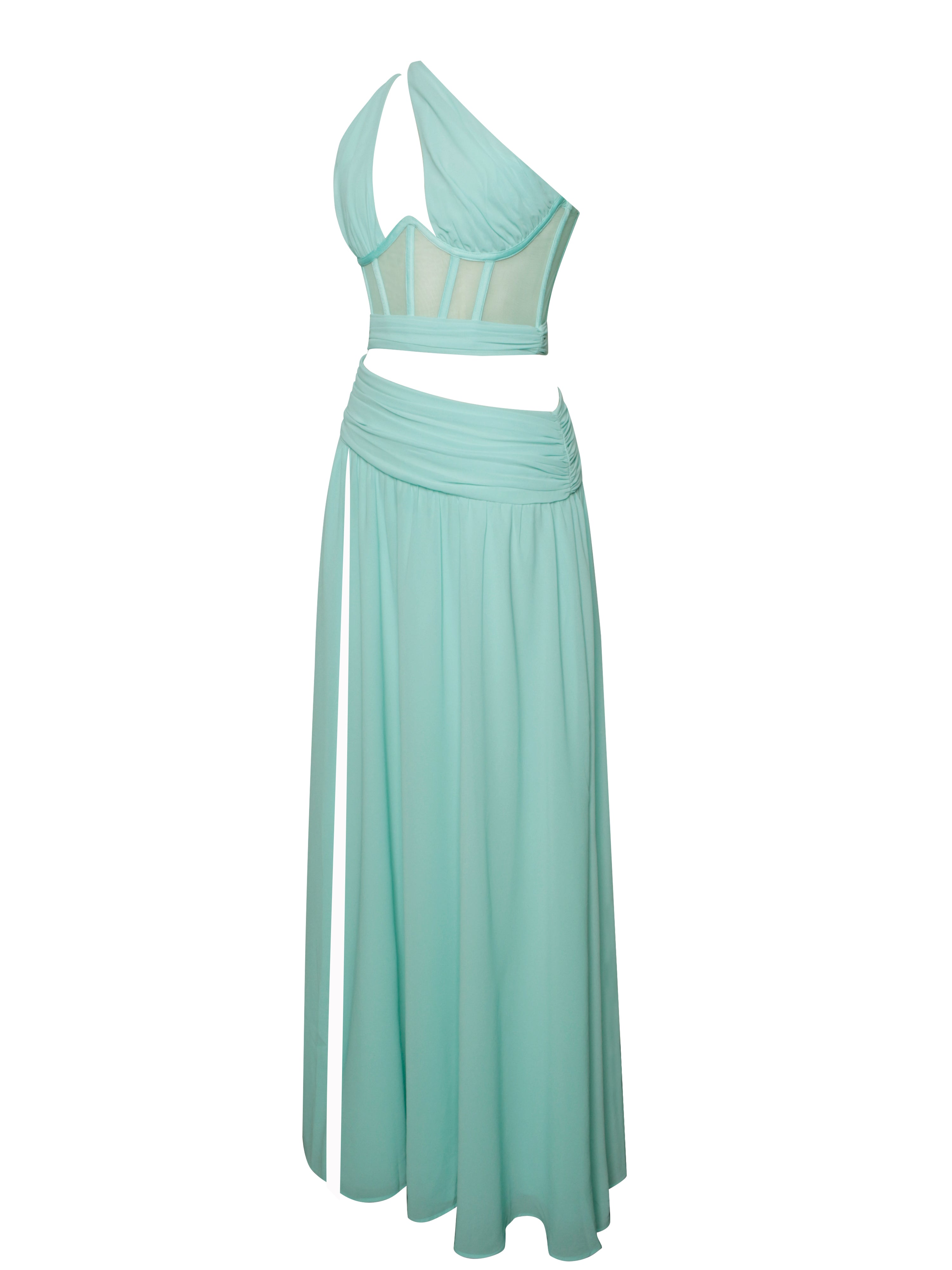 Irregular Cutout Corset Gown Slit Maxi Dresses-Hayhty.All Rights Reserved.