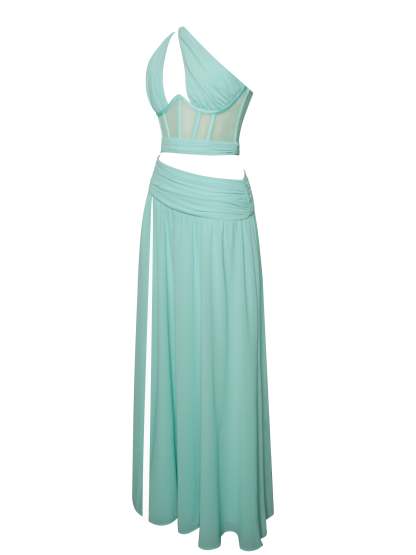 Irregular Cutout Corset Gown Slit Maxi Dresses-Hayhty.All Rights Reserved.