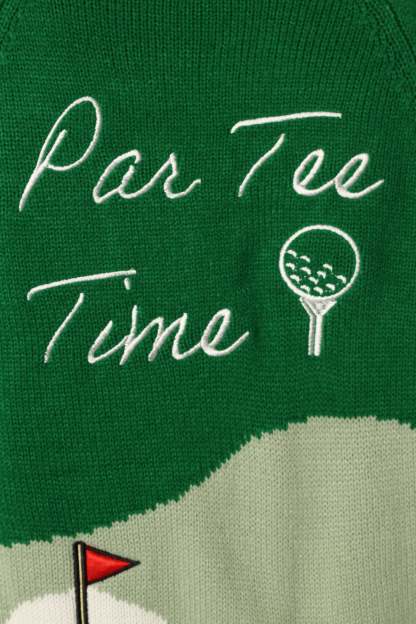 Golf Embroidered Patch Button Front Cardigan - Field Green-Aur Fashion