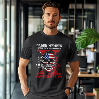 Funny Skull Halloween Generation X T-shirt