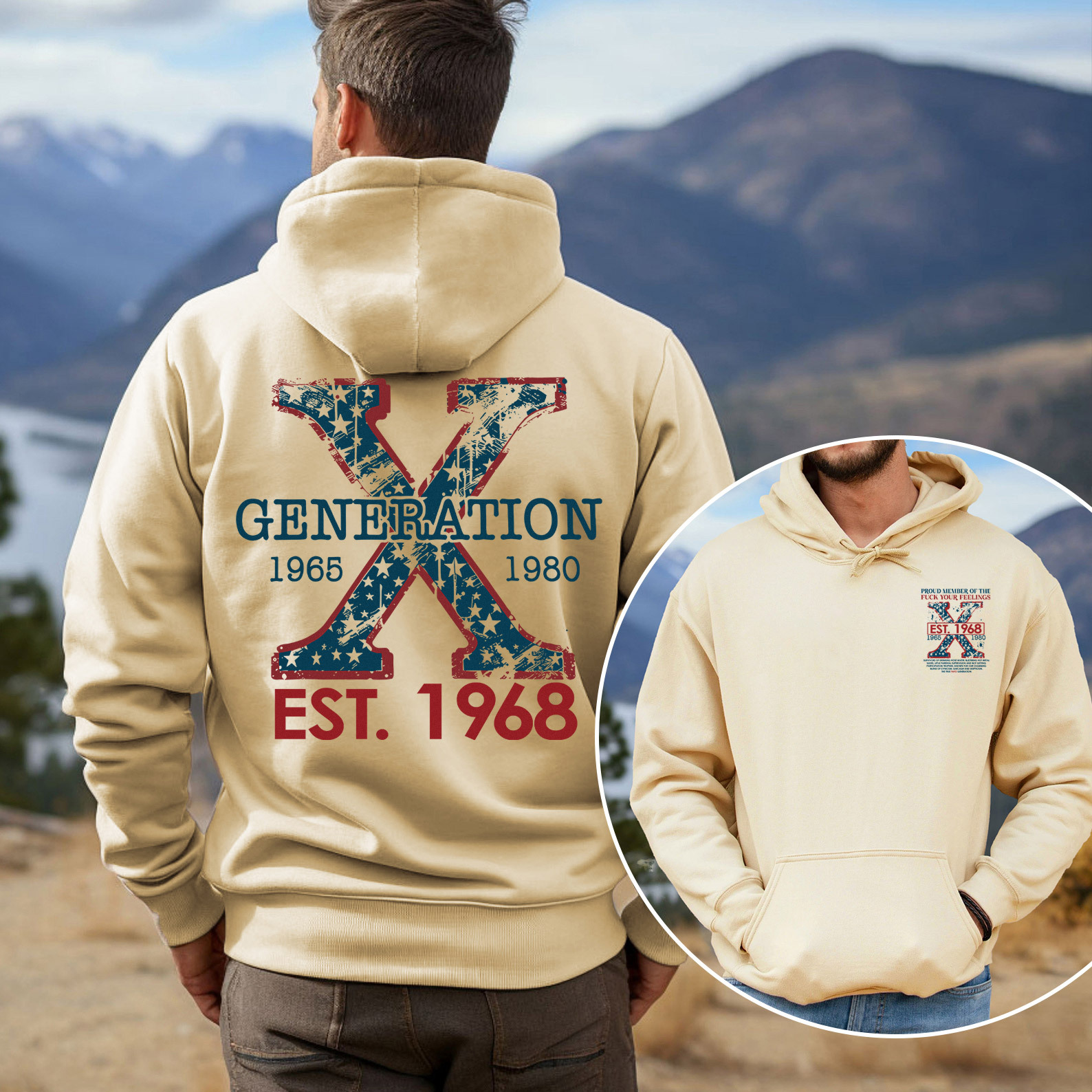 Proud Gen X Member Customize Year Double Side Print Hoodie