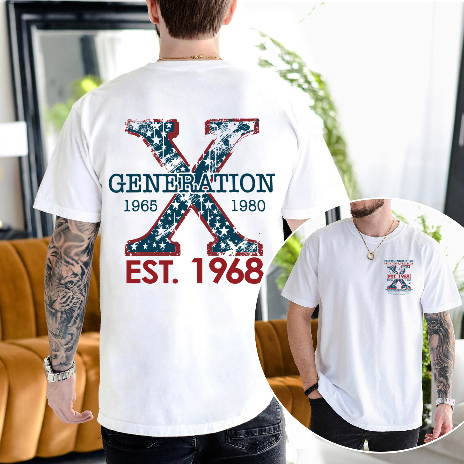 Proud Gen X Member Customize Year Double Side Print T-shirt