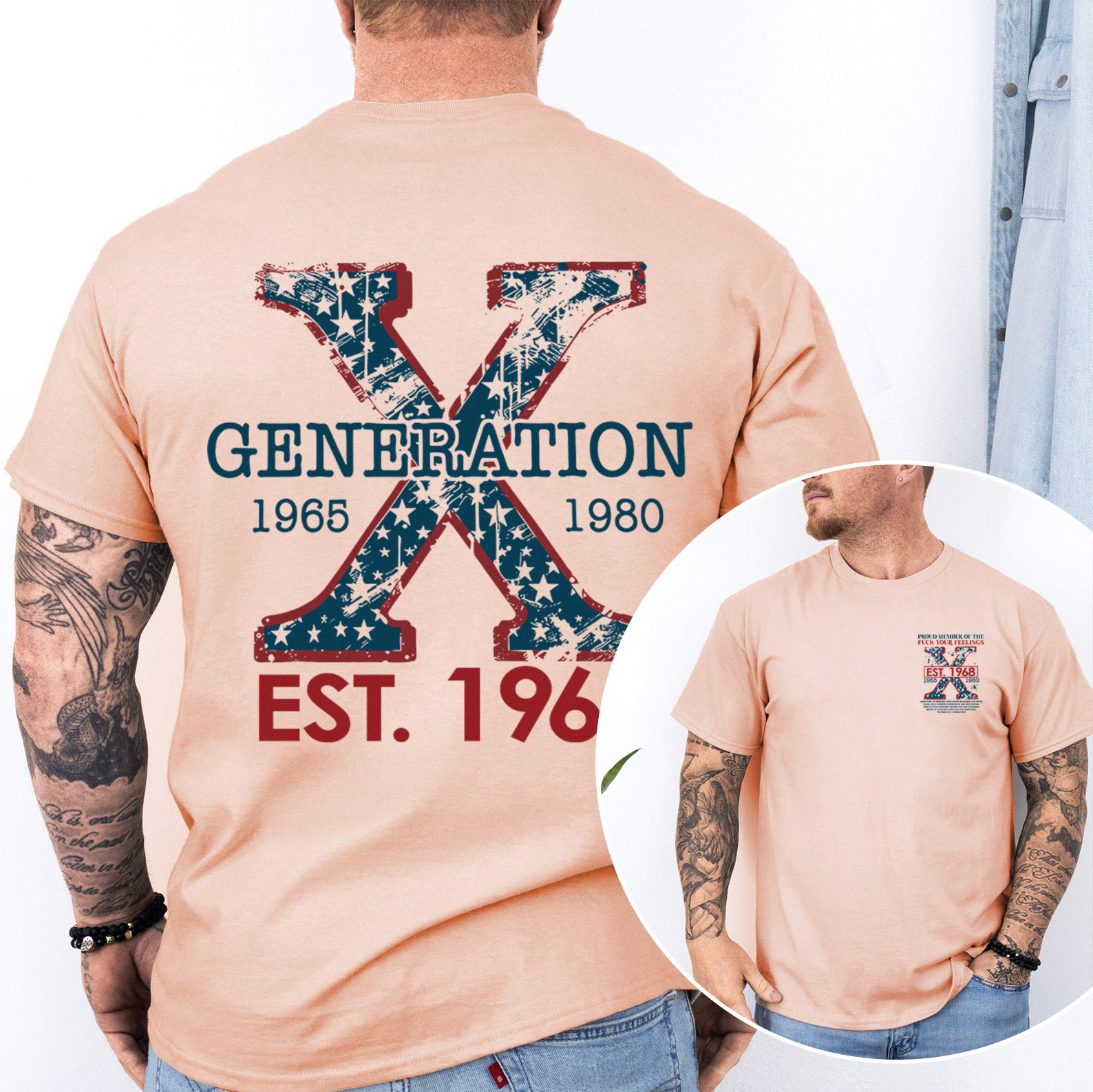 Proud Gen X Member Customize Year Double Side Print T-shirt