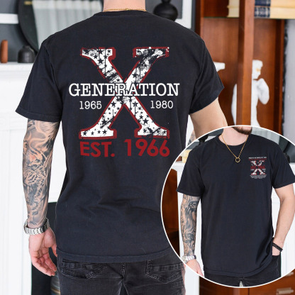 Proud Gen X Member Customize Year Double Side Print T-shirt
