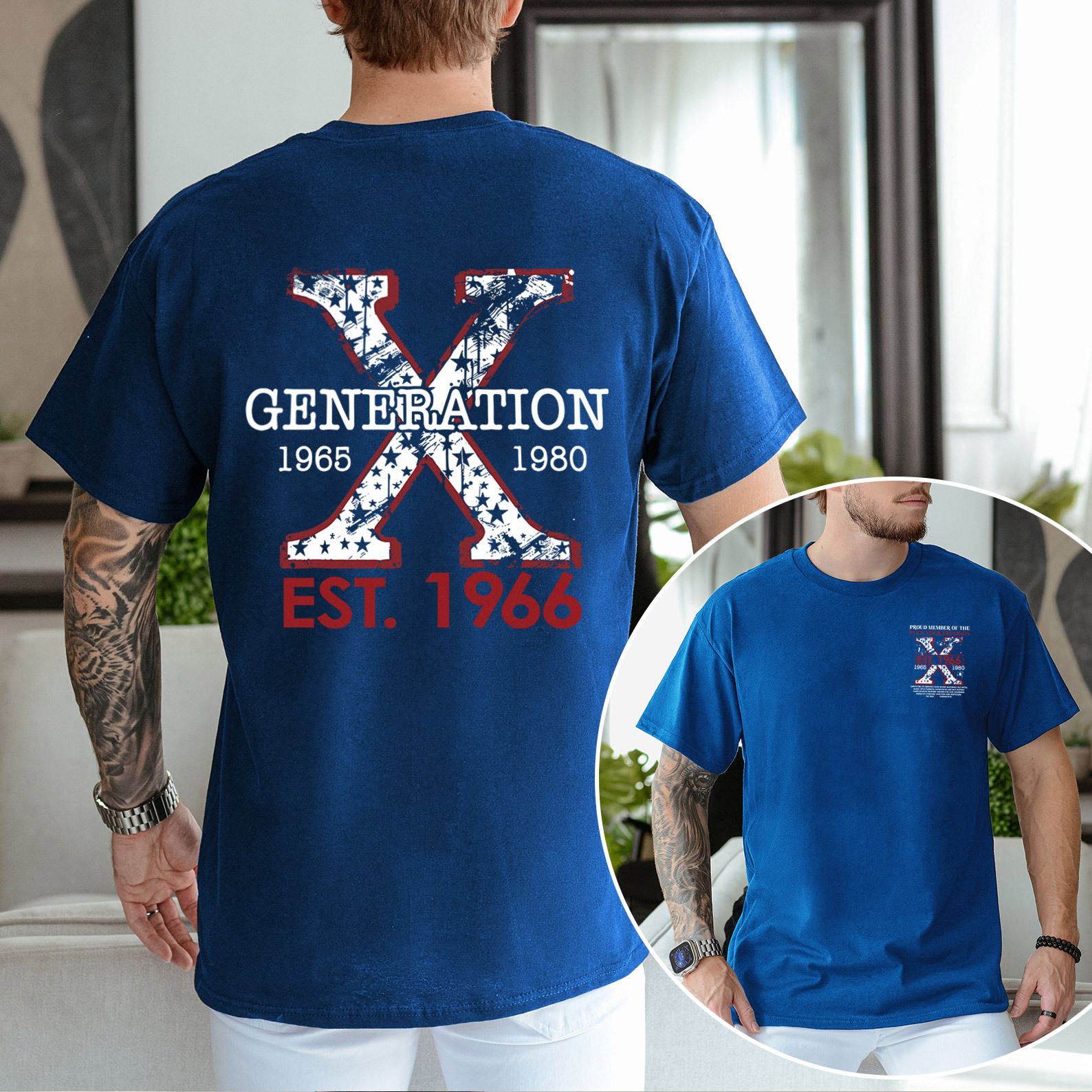 Proud Gen X Member Customize Year Double Side Print T-shirt