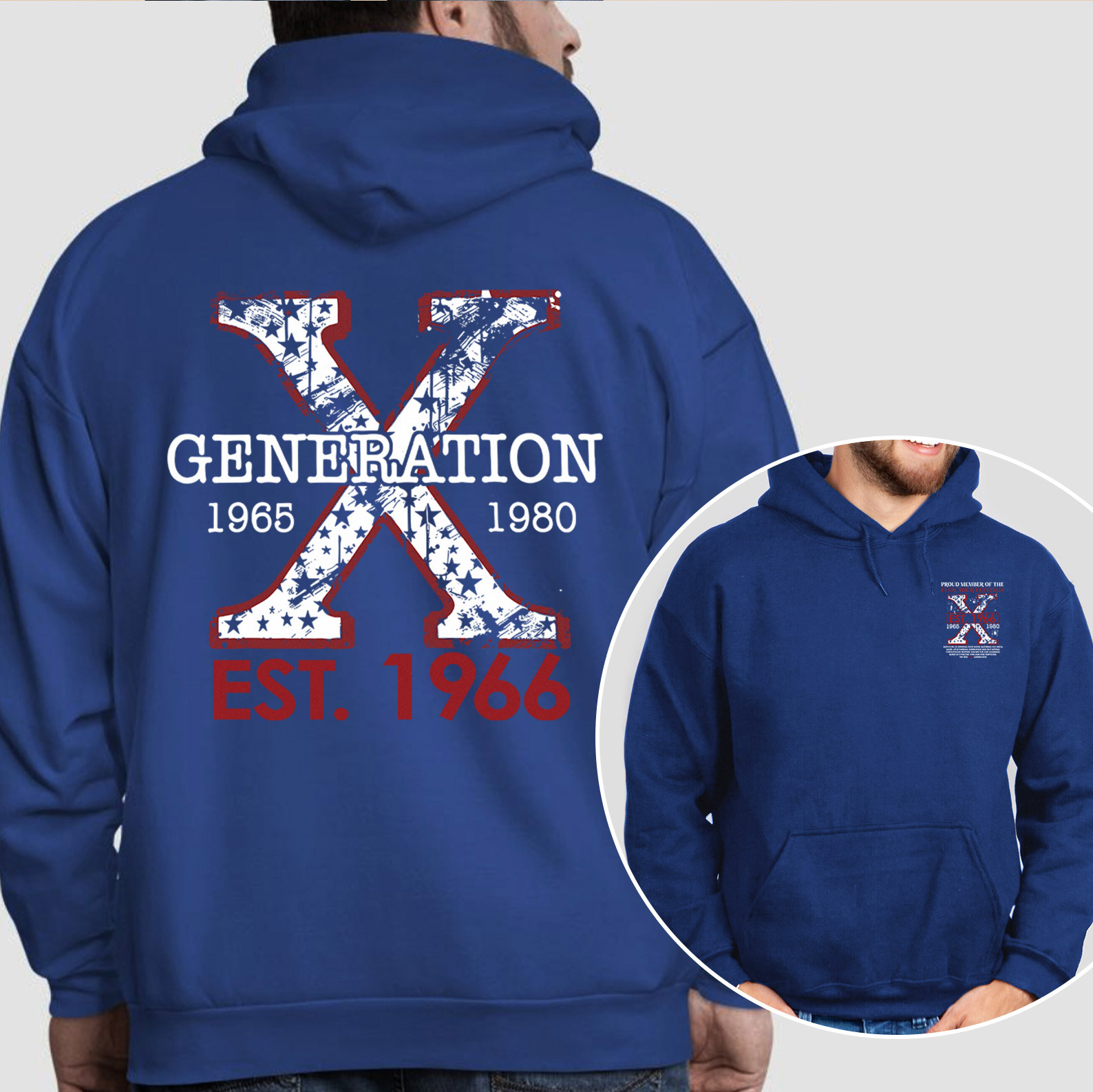 Proud Gen X Member Customize Year Double Side Print Hoodie