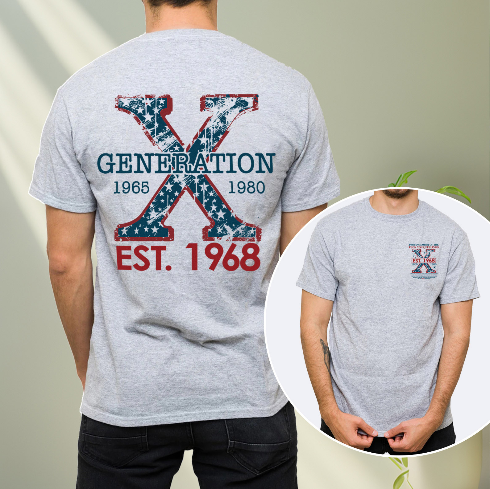 Proud Gen X Member Customize Year Double Side Print T-shirt