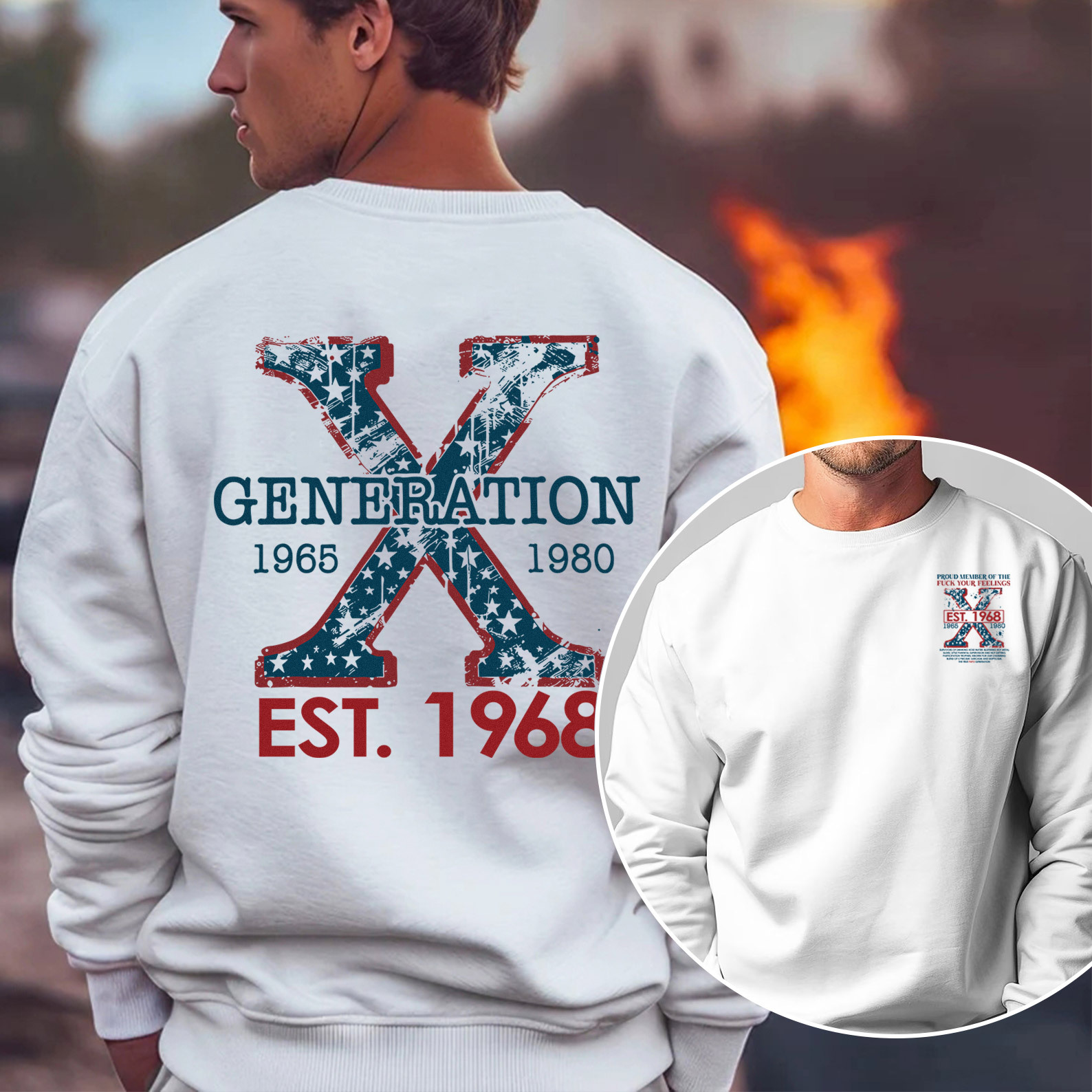 Proud Gen X Member Customize Year Double Side Print Crewneck