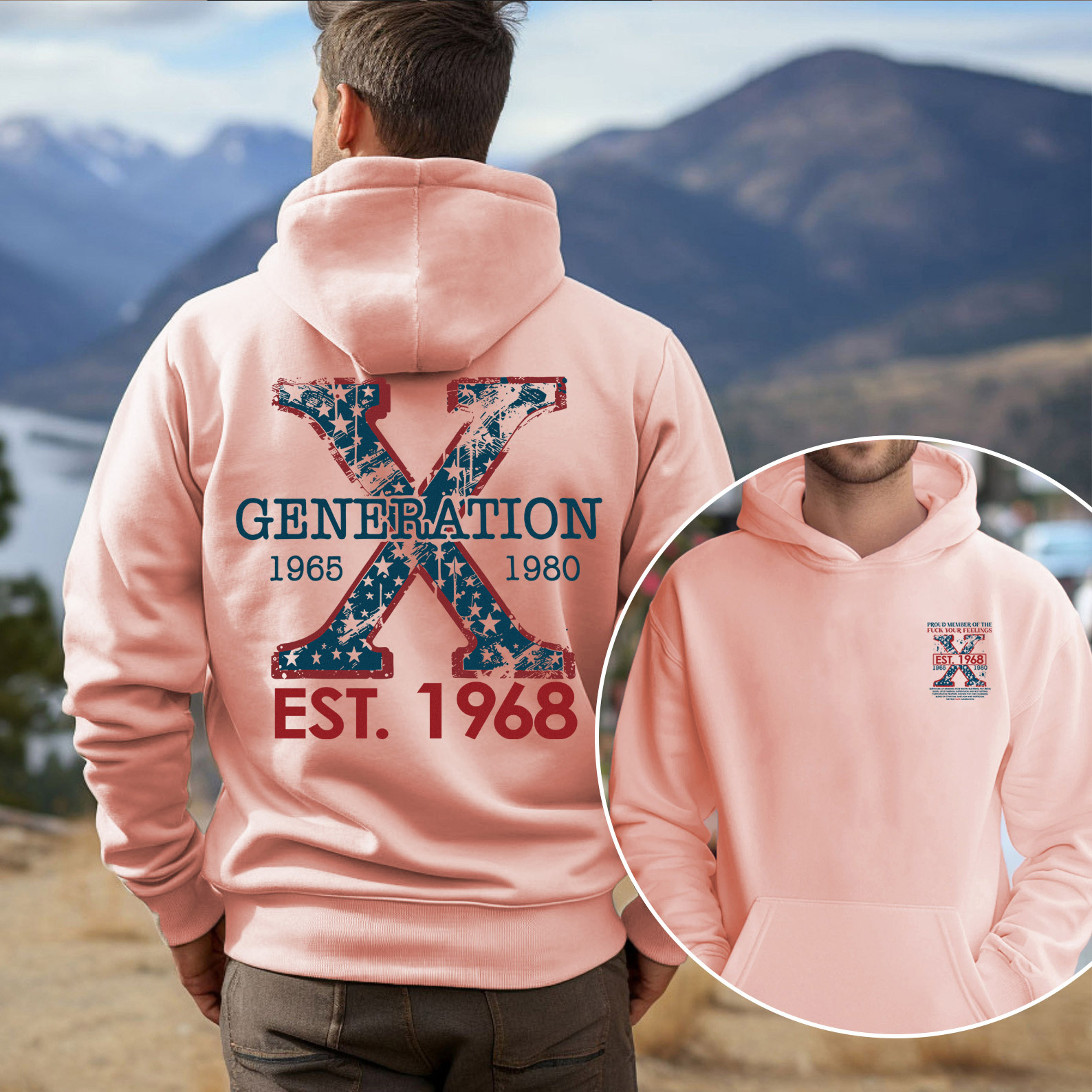 Proud Gen X Member Customize Year Double Side Print Hoodie