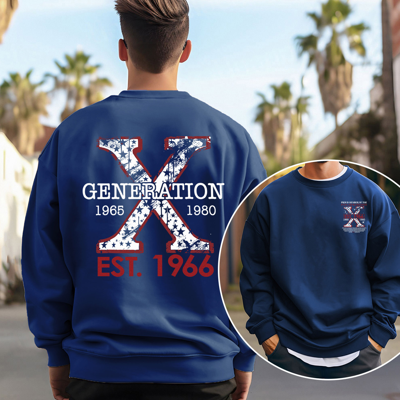 Proud Gen X Member Customize Year Double Side Print Crewneck