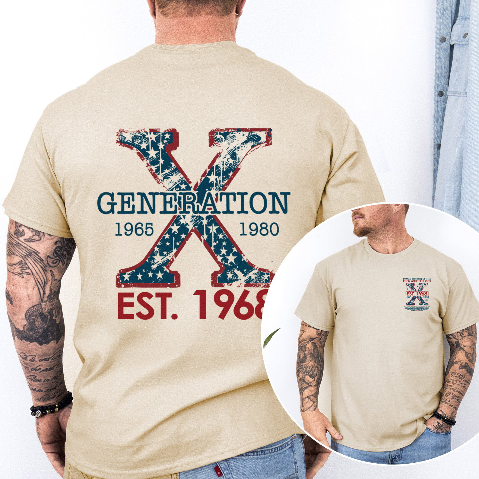 Proud Gen X Member Customize Year Double Side Print T-shirt