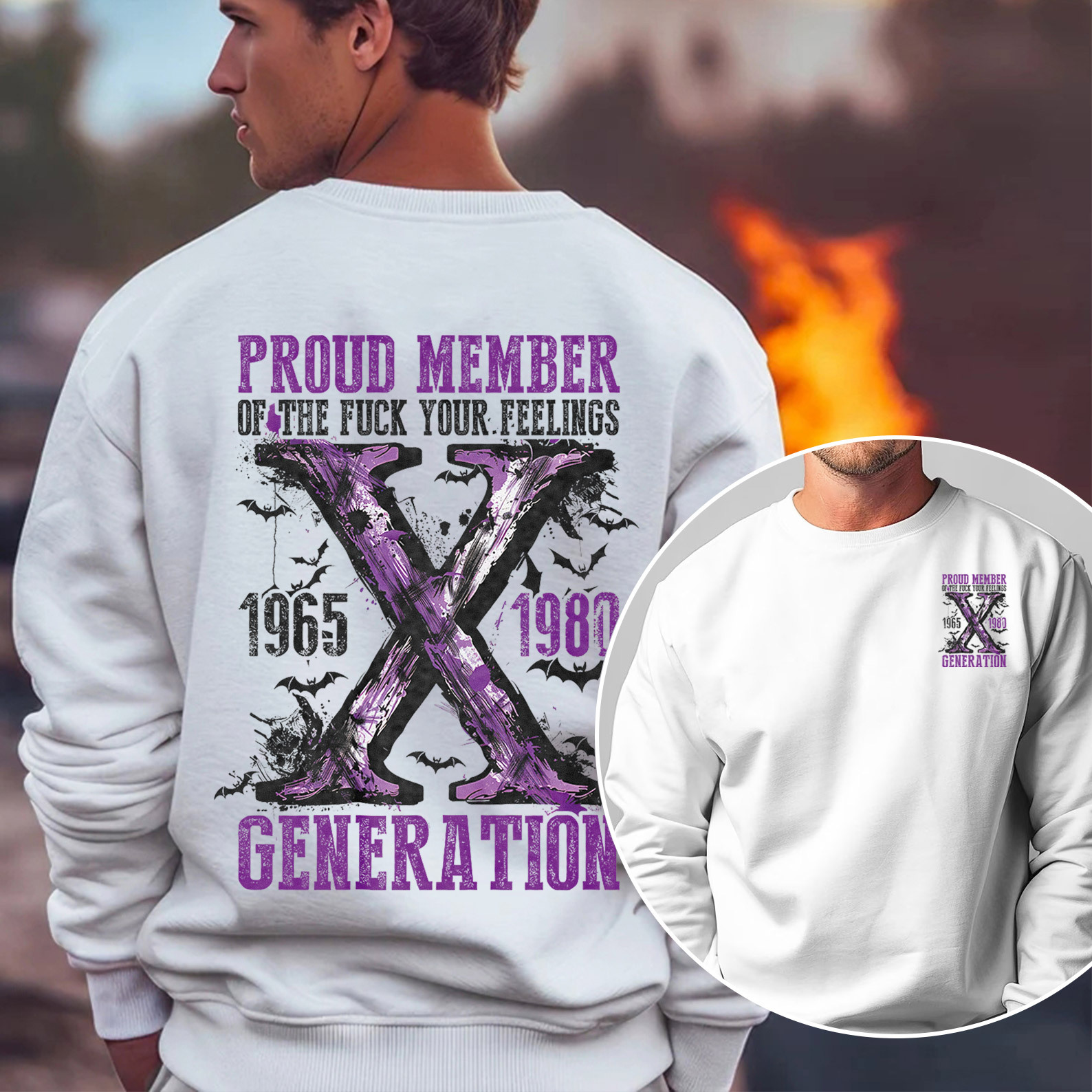 Purple Proud Member Fck Your Feelings Generation X Crewneck
