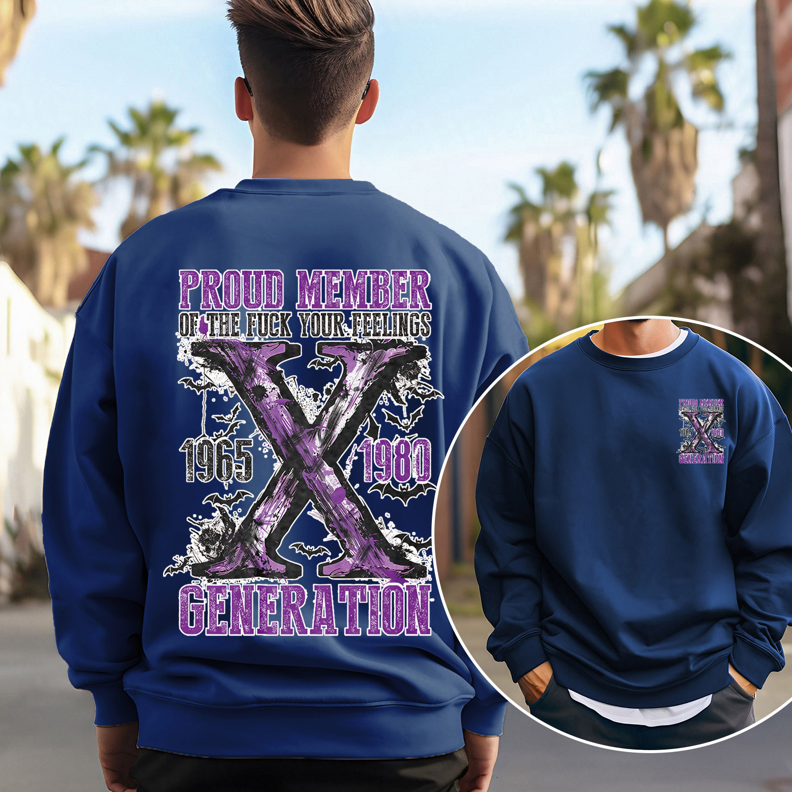 Purple Proud Member Fck Your Feelings Generation X Crewneck
