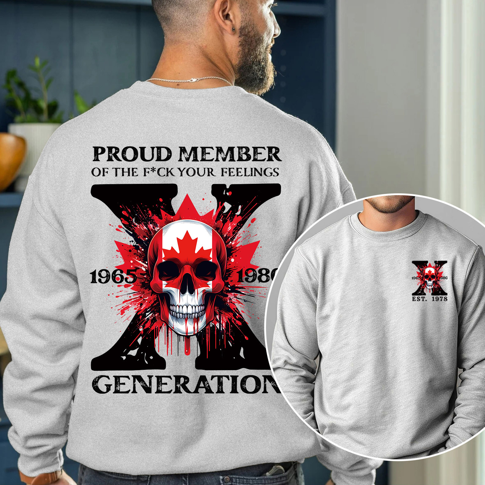 Canada Funny Skull Generation X Crewneck