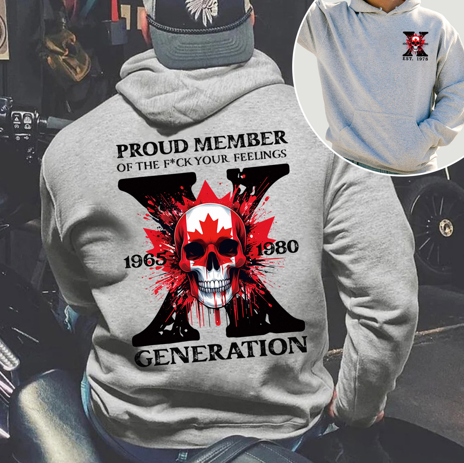 Canada Funny Skull Generation X Hoodie