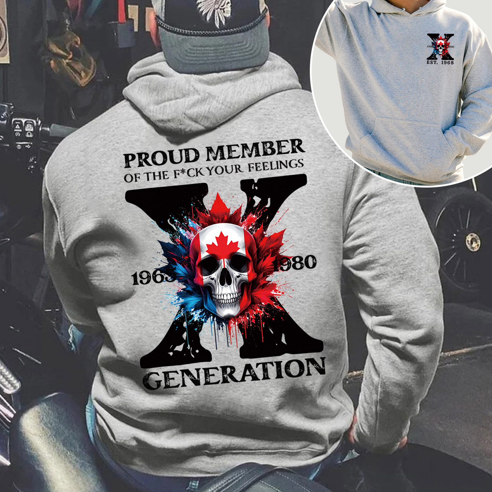 Canada Funny Skull Generation X Hoodie