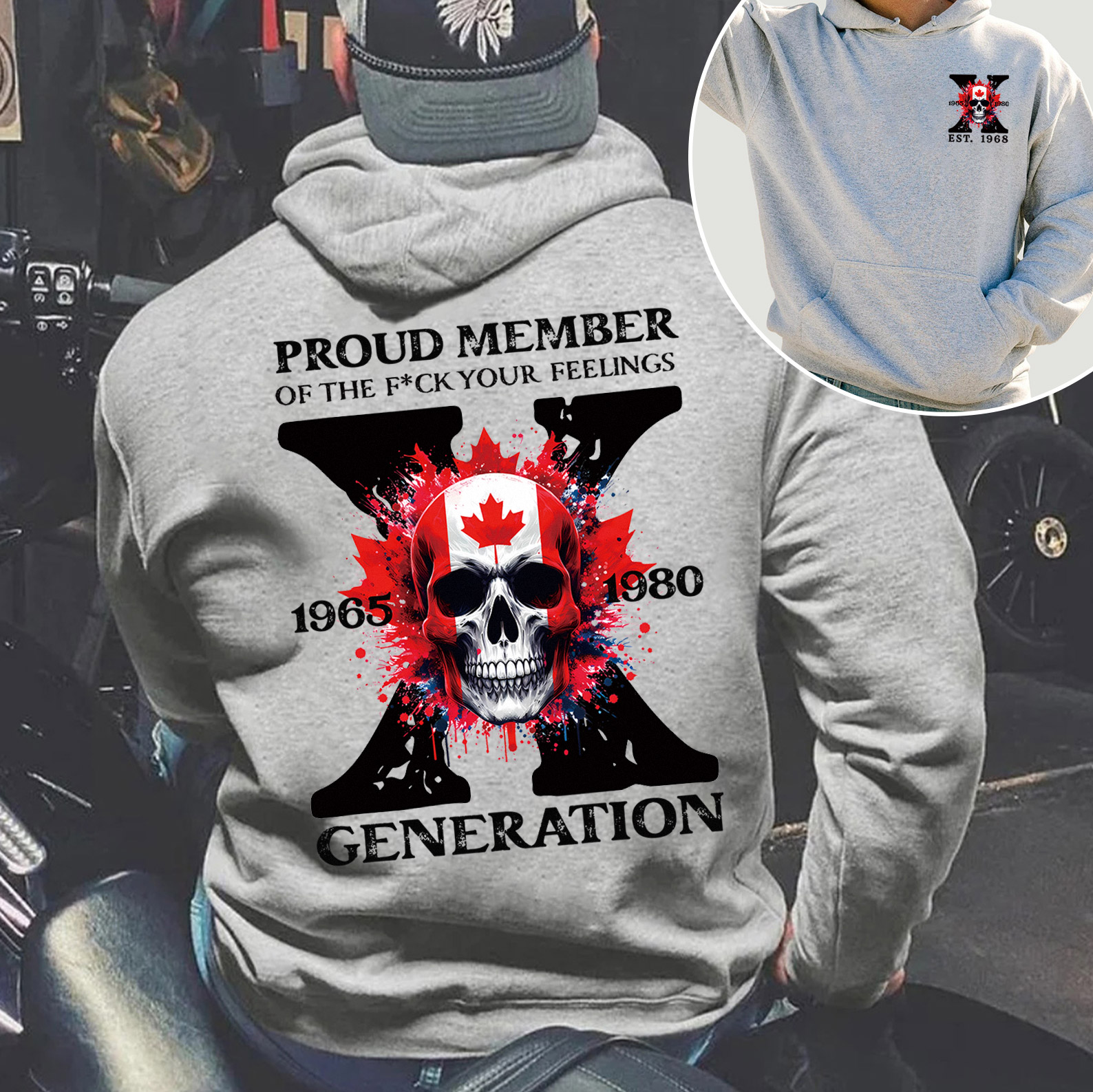 Canada Funny Skull Generation X Hoodie