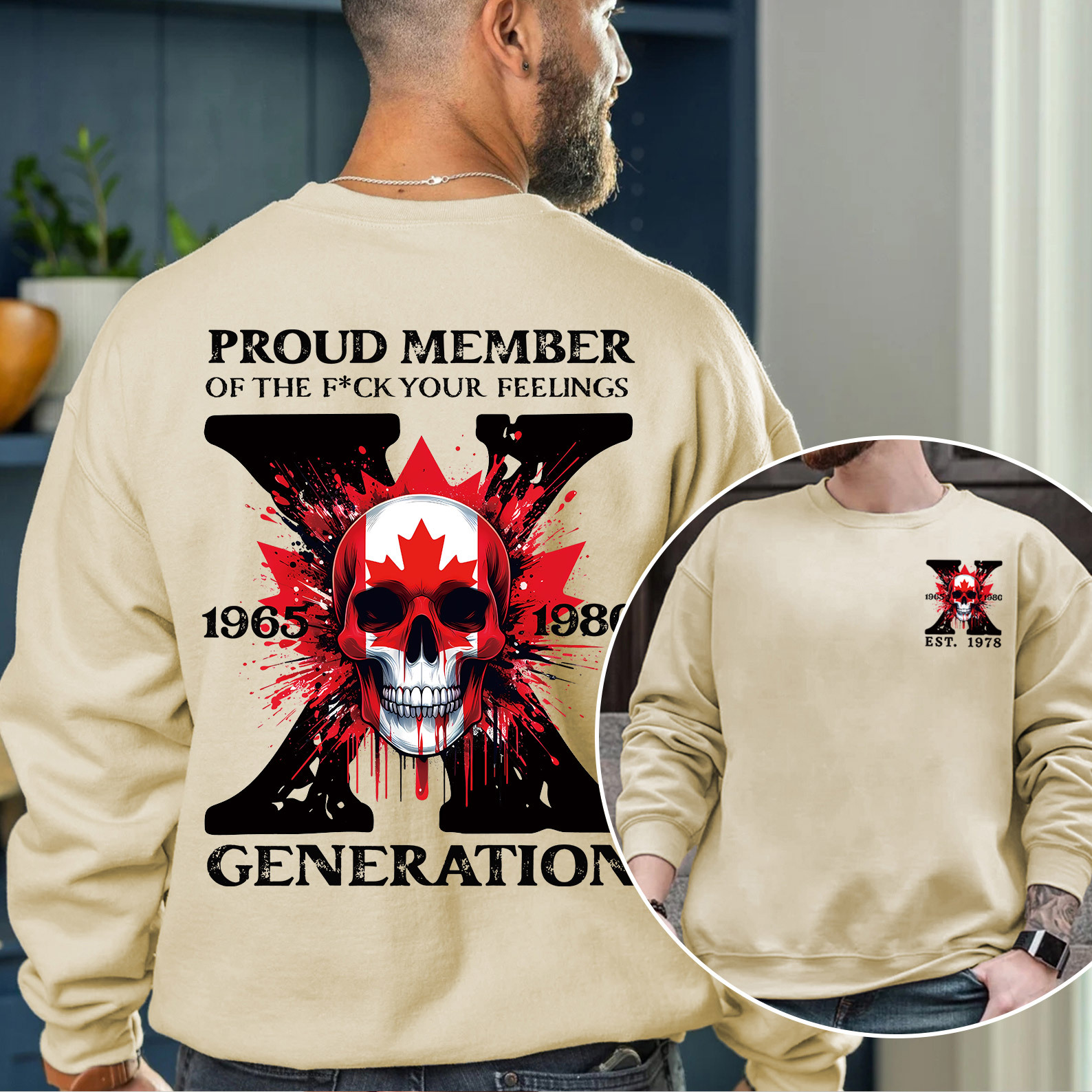 Canada Funny Skull Generation X Crewneck