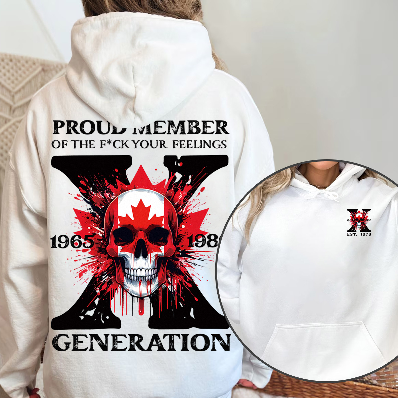 Canada Funny Skull Generation X Hoodie