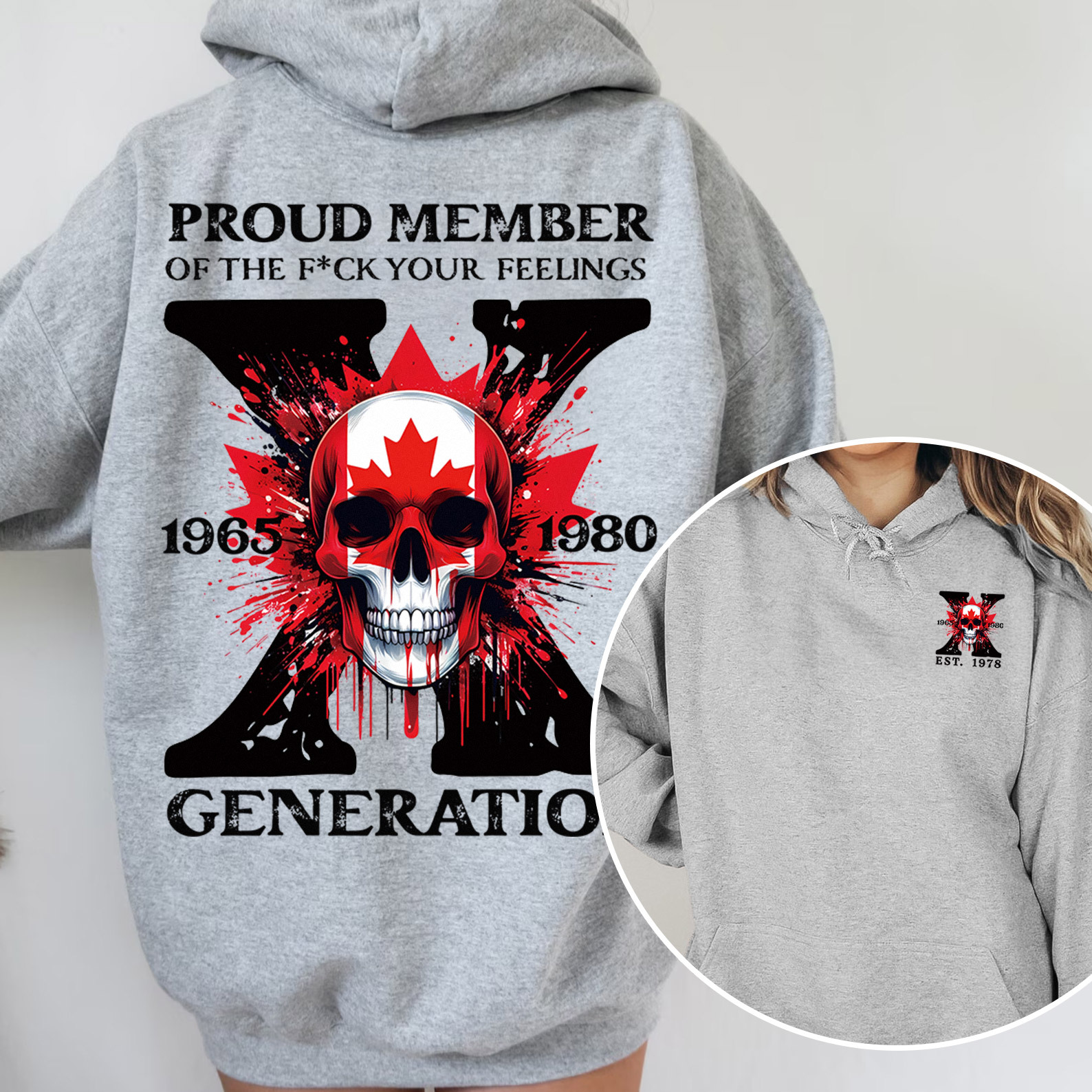 Canada Funny Skull Generation X Hoodie