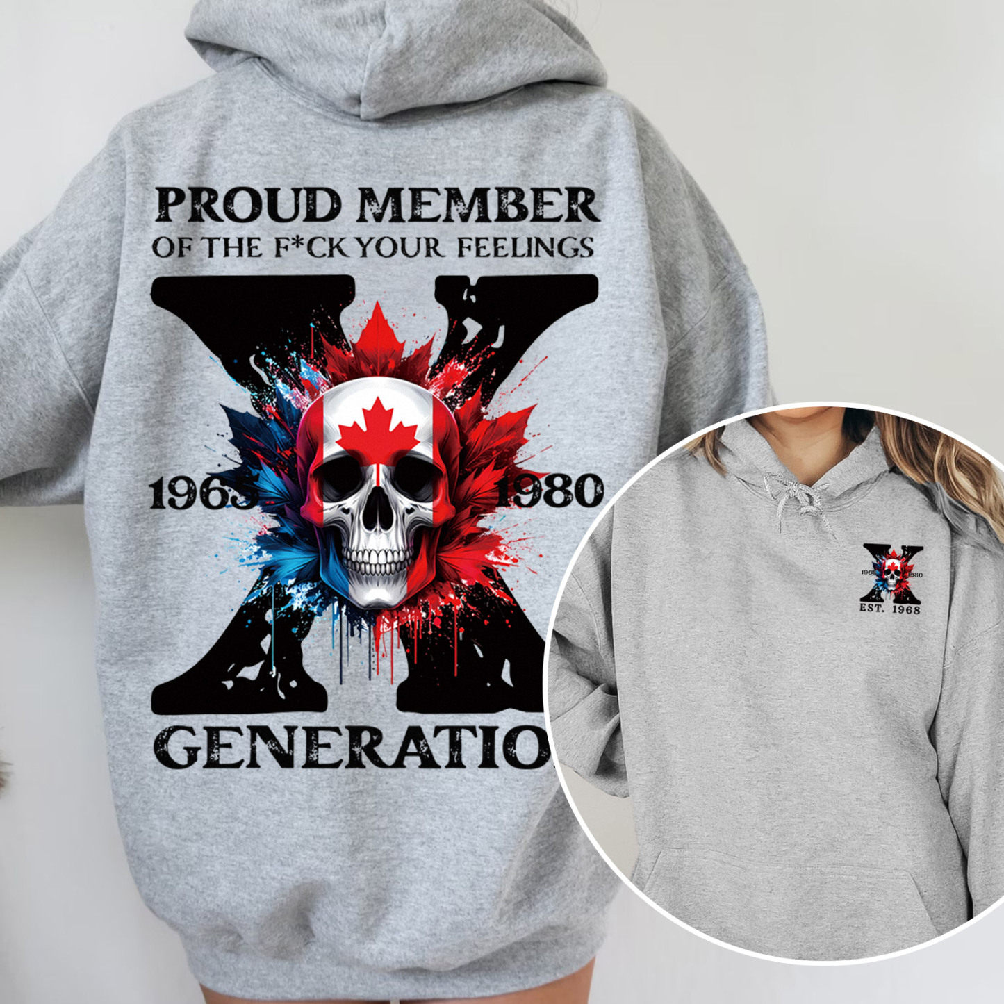 Canada Funny Skull Generation X Hoodie