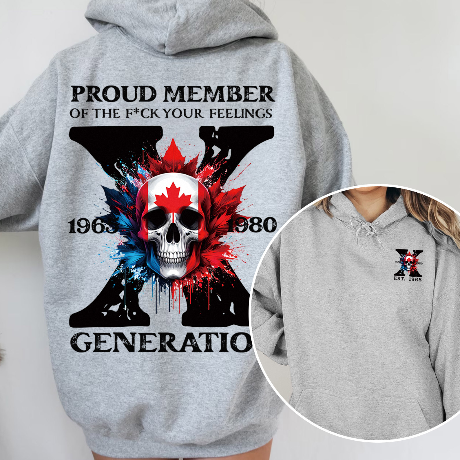 Canada Funny Skull Generation X Hoodie
