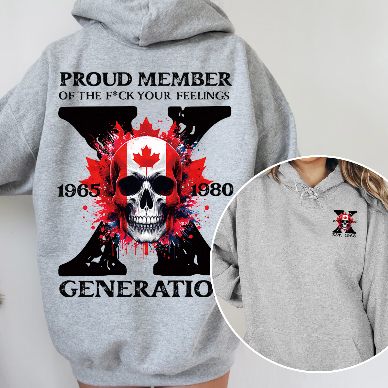 Canada Funny Skull Generation X Hoodie