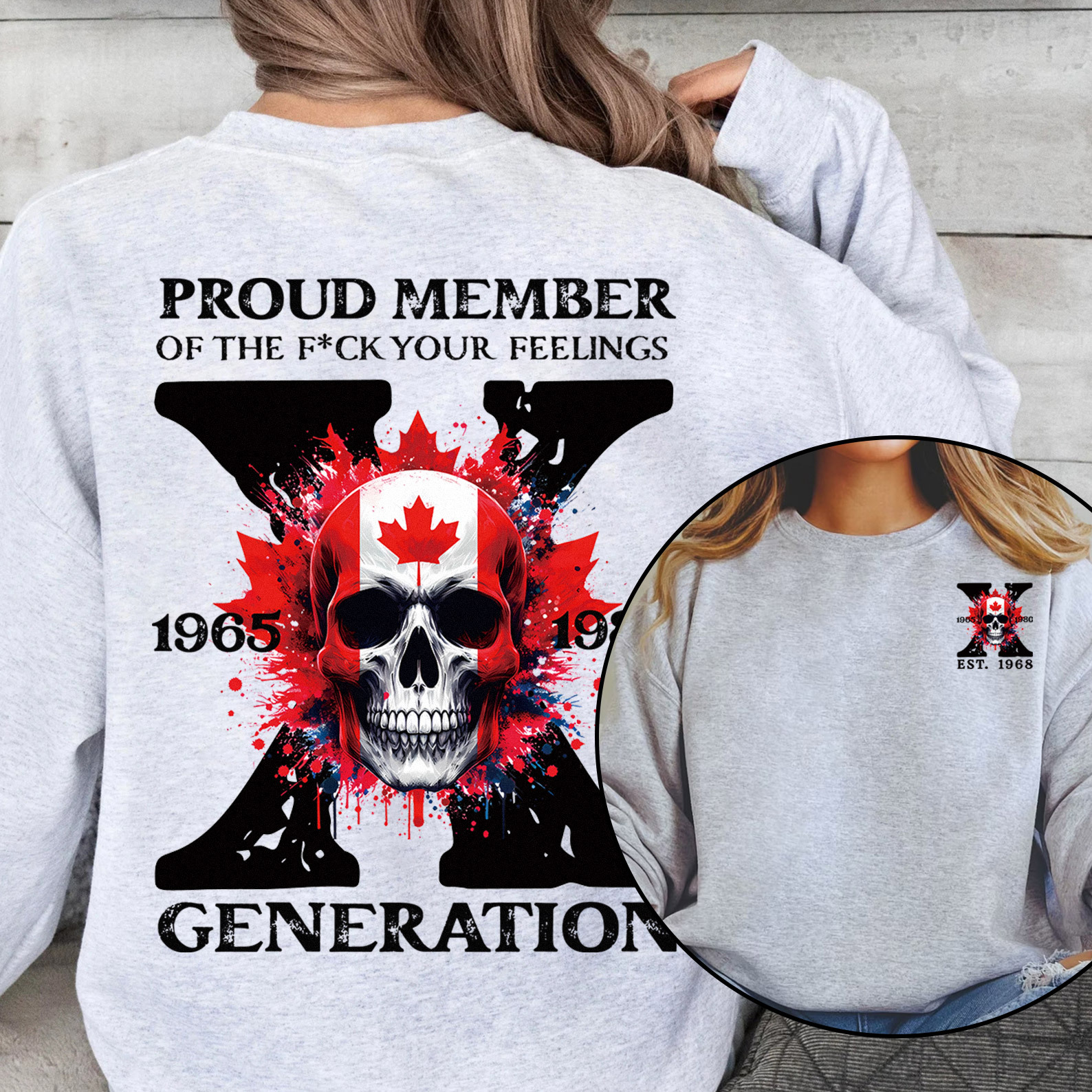 Canada Funny Skull Generation X Crewneck