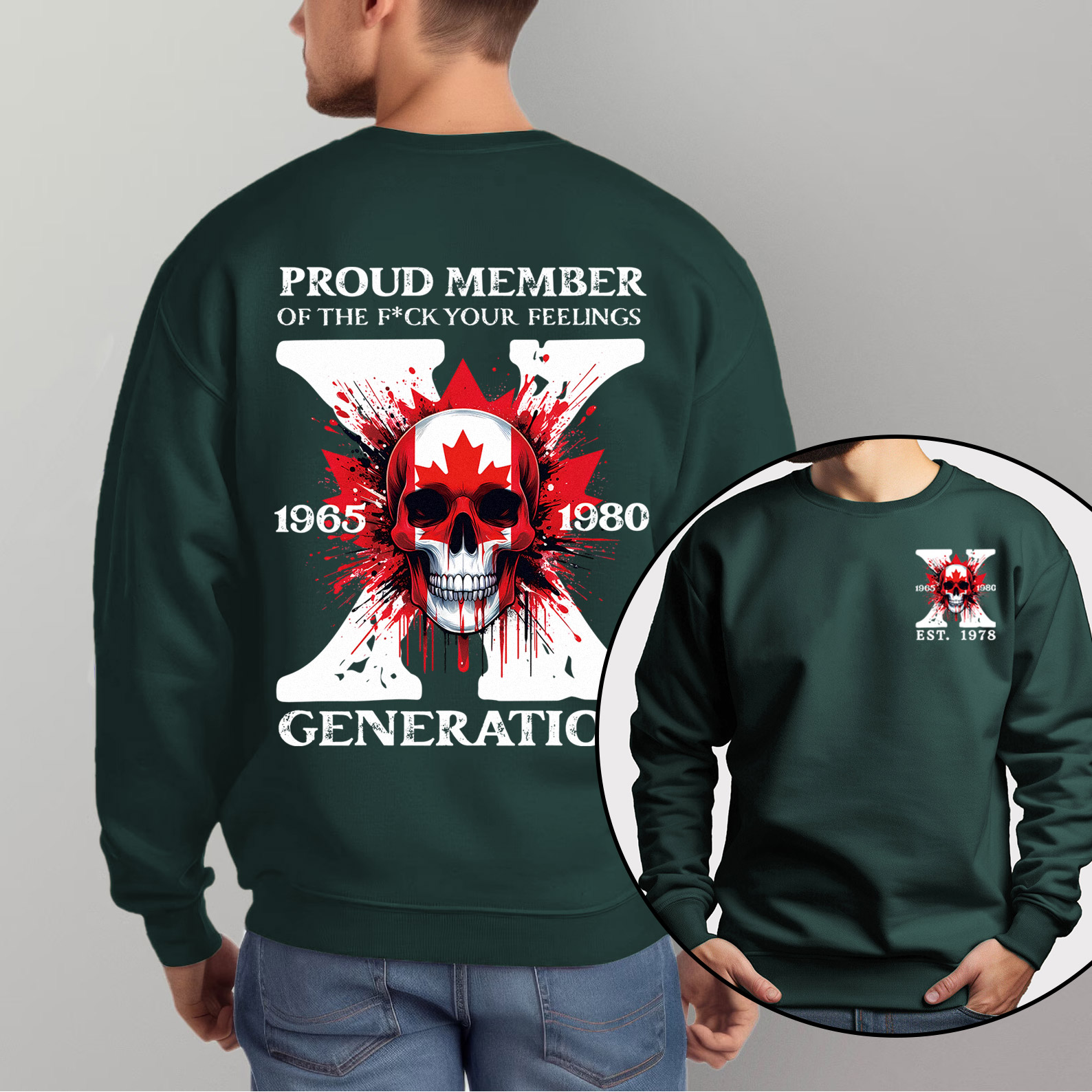 Canada Funny Skull Generation X Crewneck