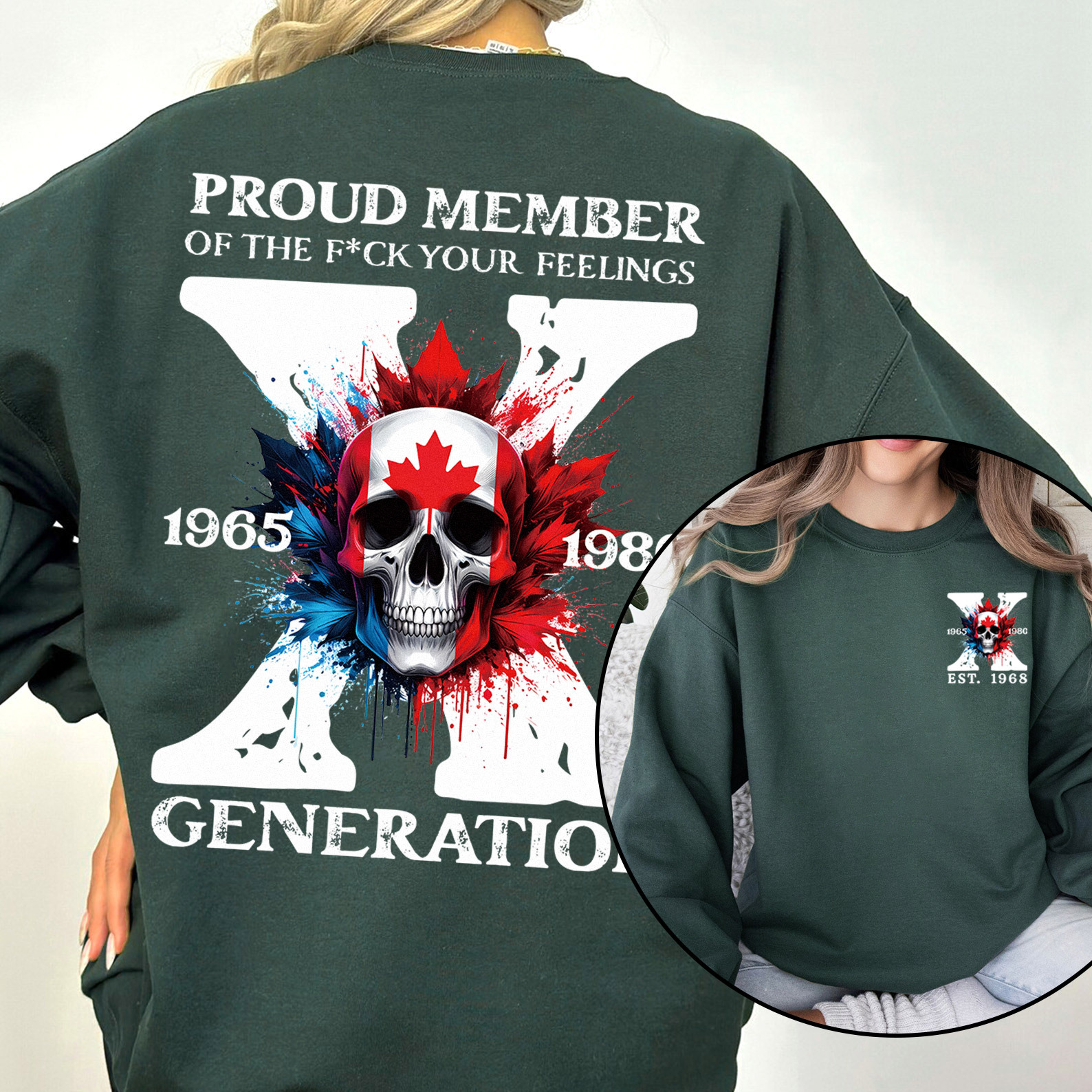 Canada Funny Skull Generation X Crewneck