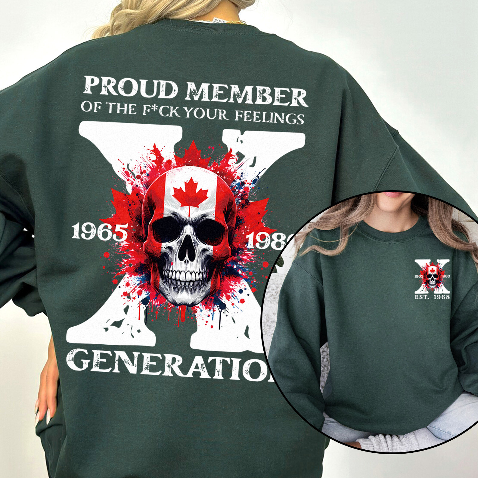 Canada Funny Skull Generation X Crewneck