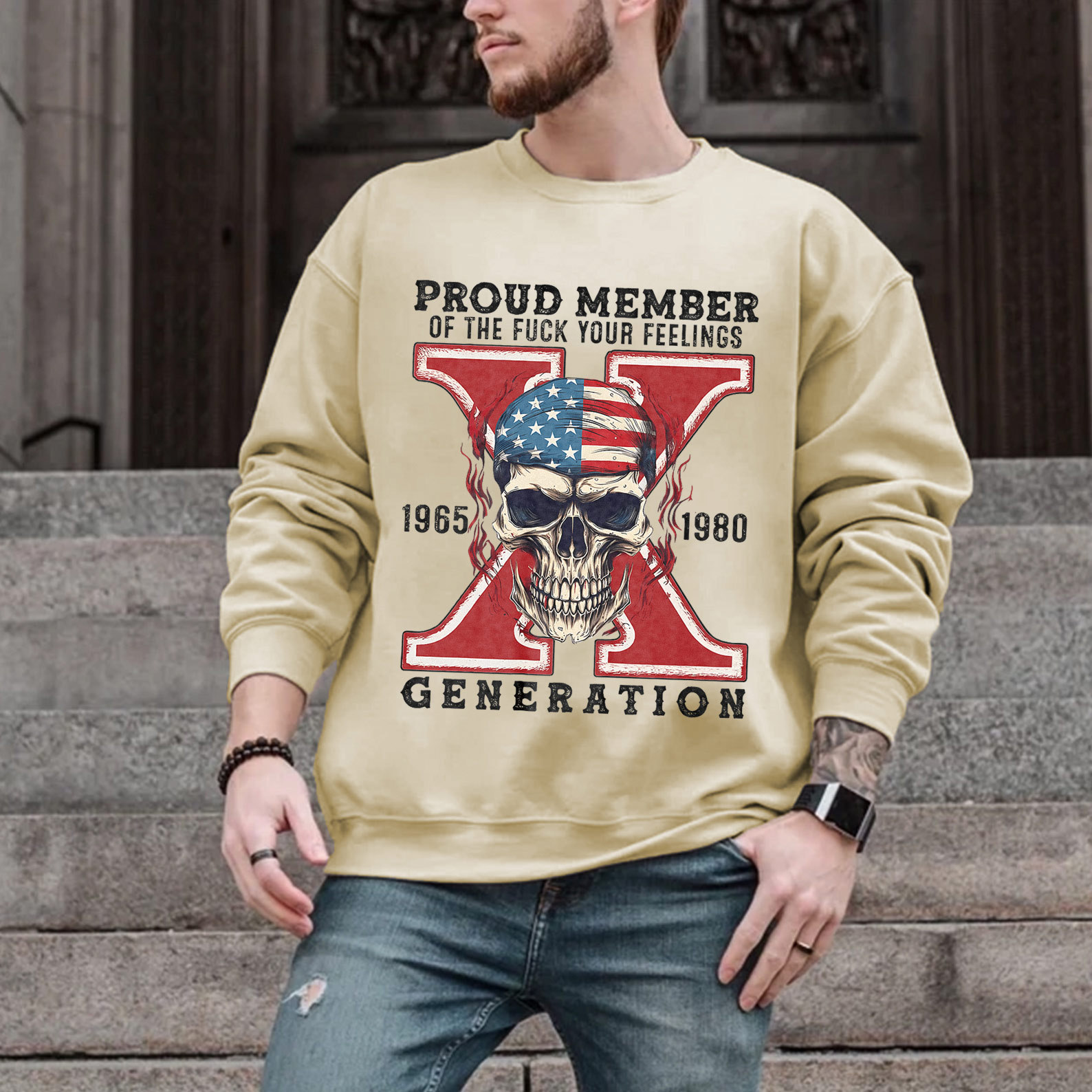 Skull Halloween Gen X Crewneck