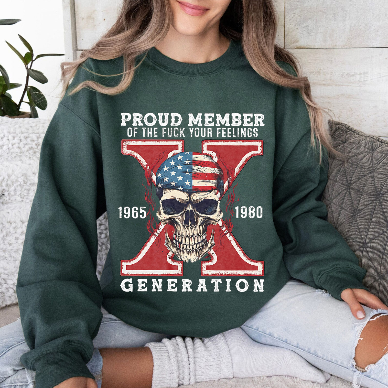 Skull Halloween Gen X Crewneck