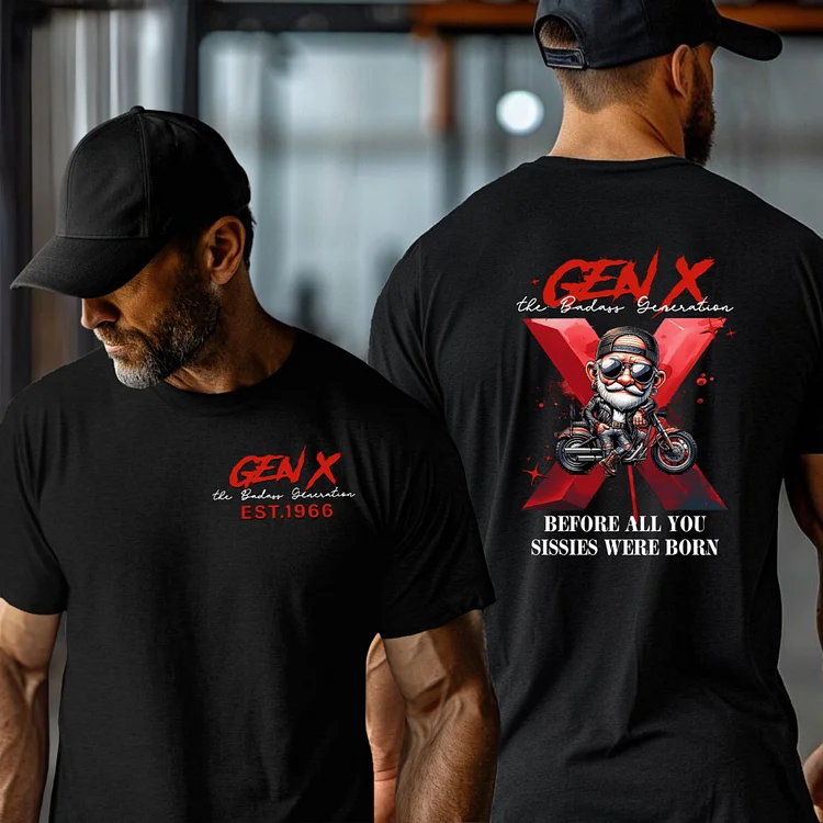 Custom Cool Biker Gen X T-shirt