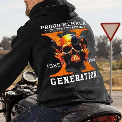 Custom Est Year Gen X Flaming Skull Sweatshirt