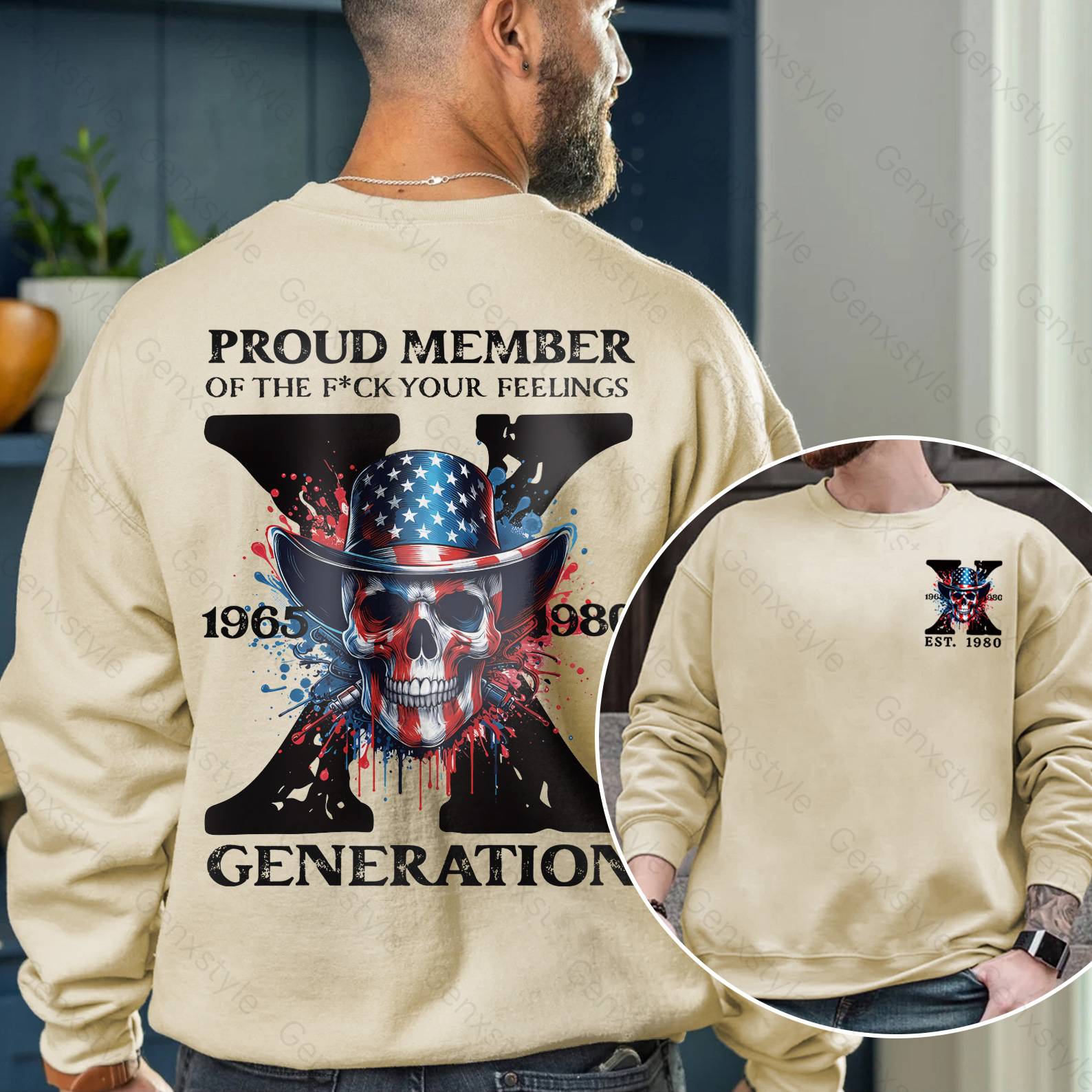 America Funny Skull Generation X Crewneck