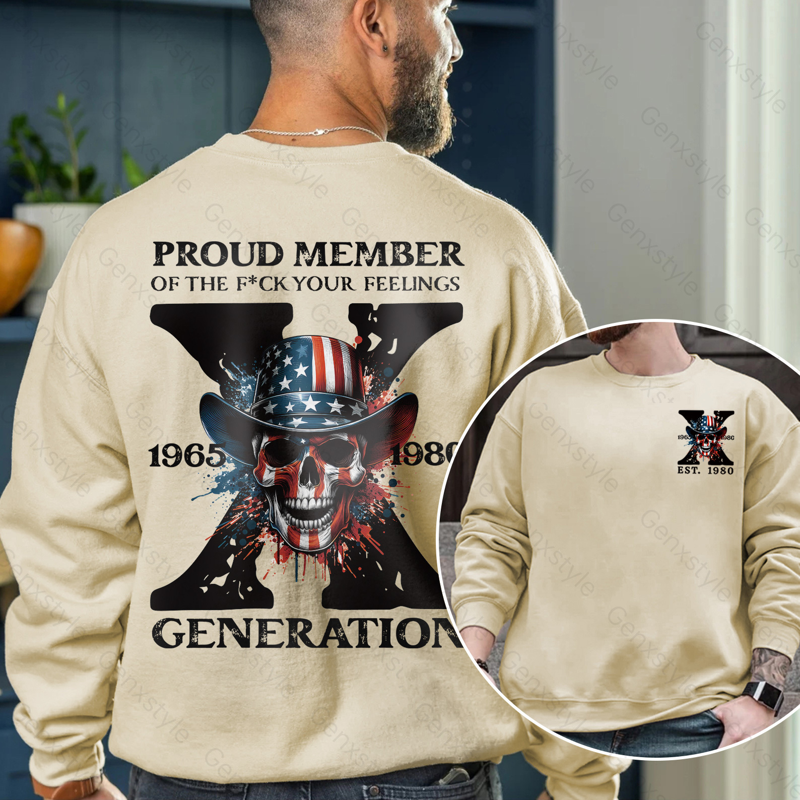 America Funny Skull Generation X Crewneck
