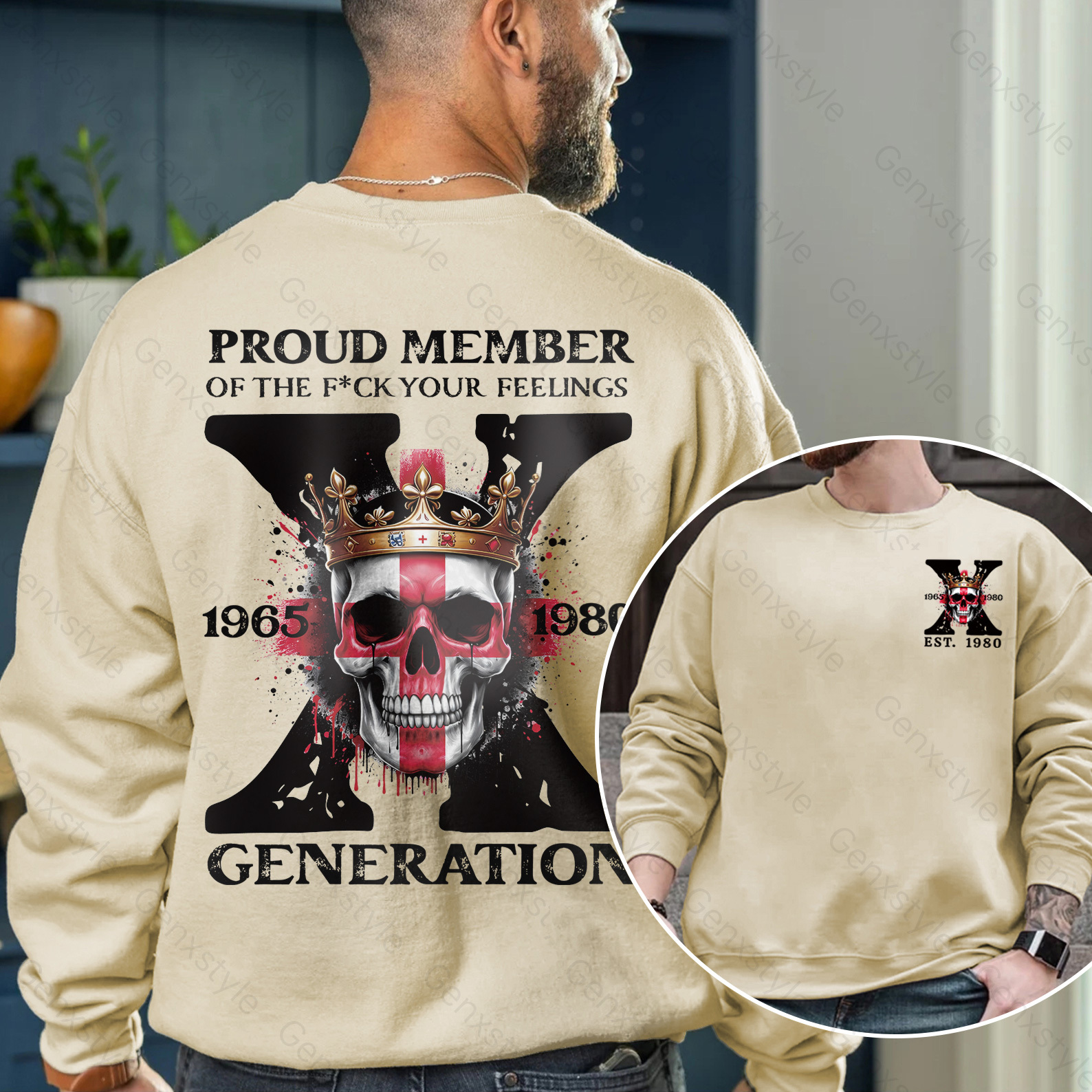 Britain Funny Skull Generation X Crewneck
