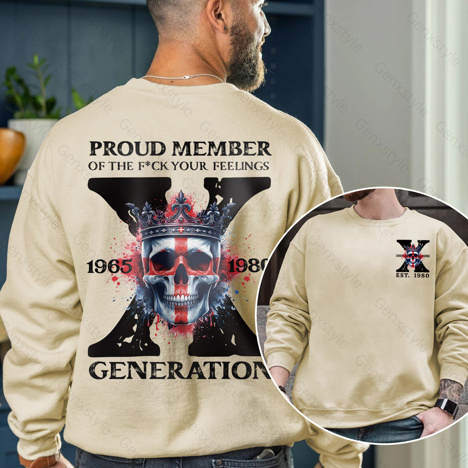 Britain Funny Skull Generation X Crewneck